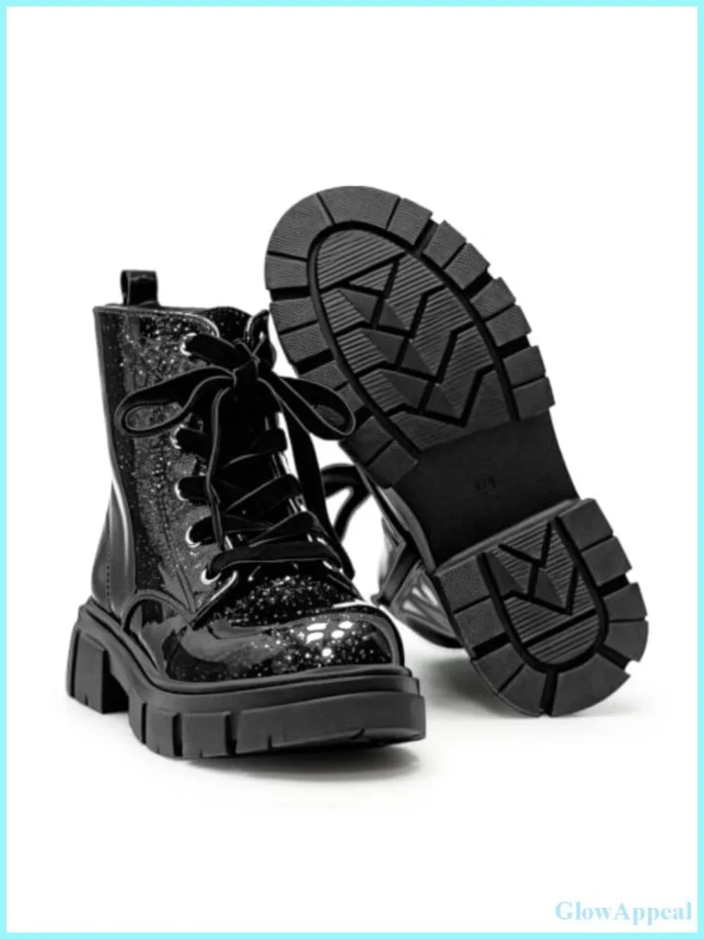 Girls Faux Leather Combat Boots Ankle Booties Side Zipper Non-Slip Sole